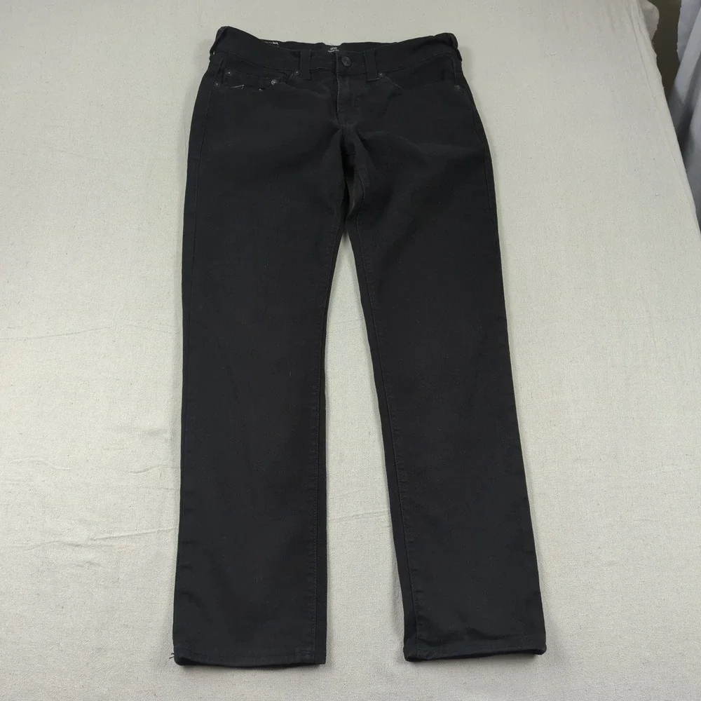 True Religion Jeans Mens 33x32 Black Geno Relaxed Slim Stretch